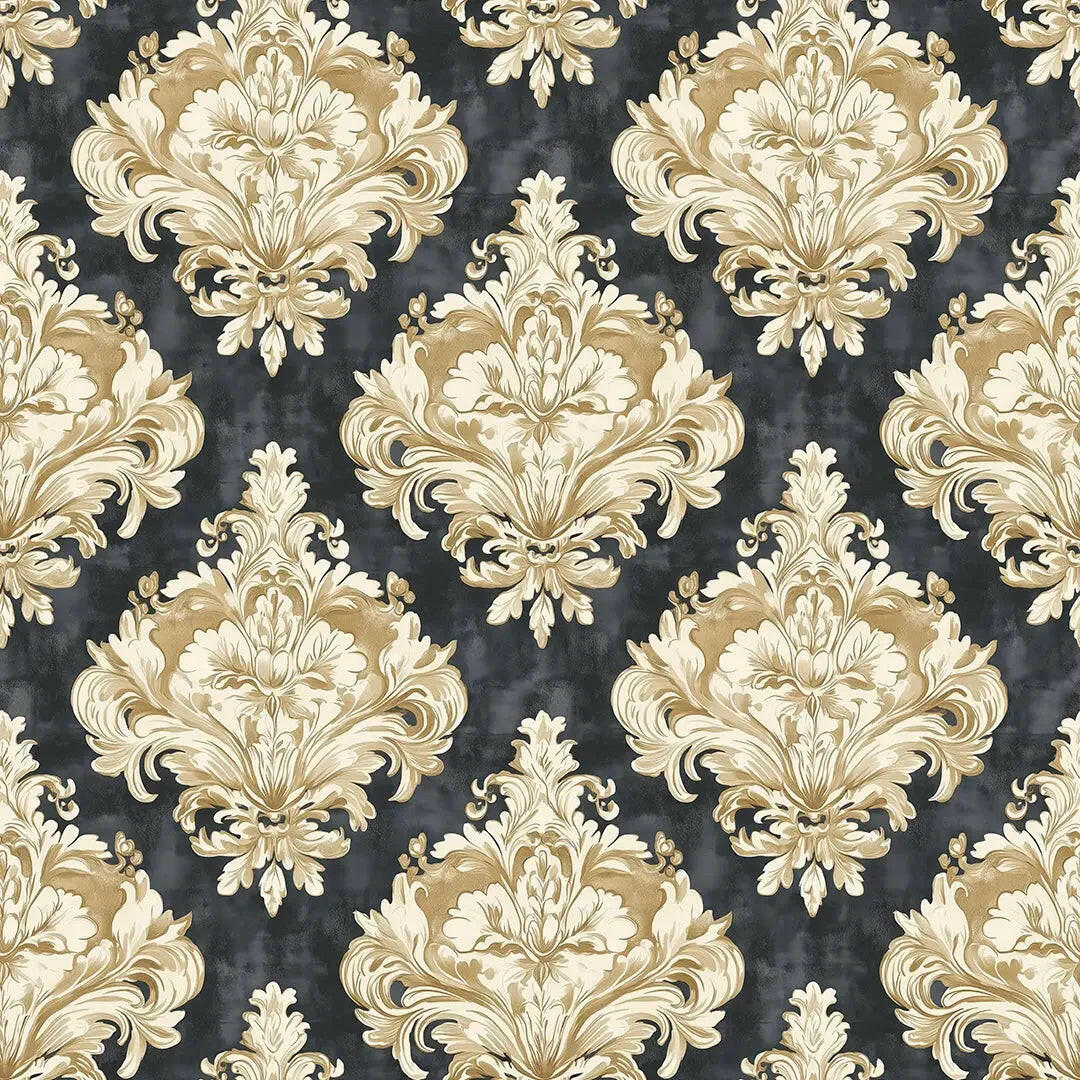 Gilded Noir Damask Wallpaper - WallCreatives
