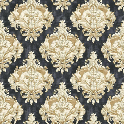 Gilded Noir Damask Wallpaper - WallCreatives