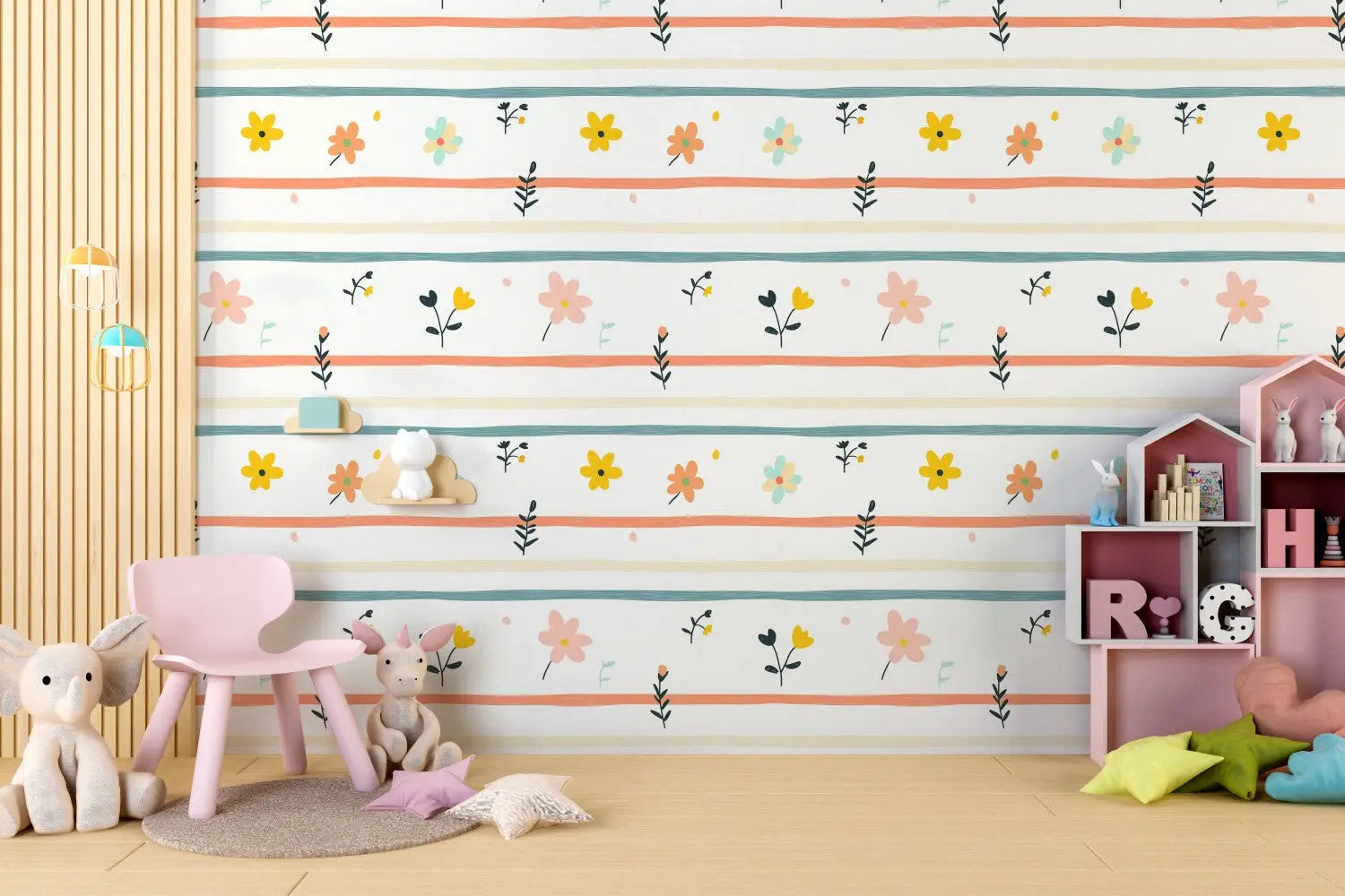 Cottage Garden Whimsy Stripe WallCreatives