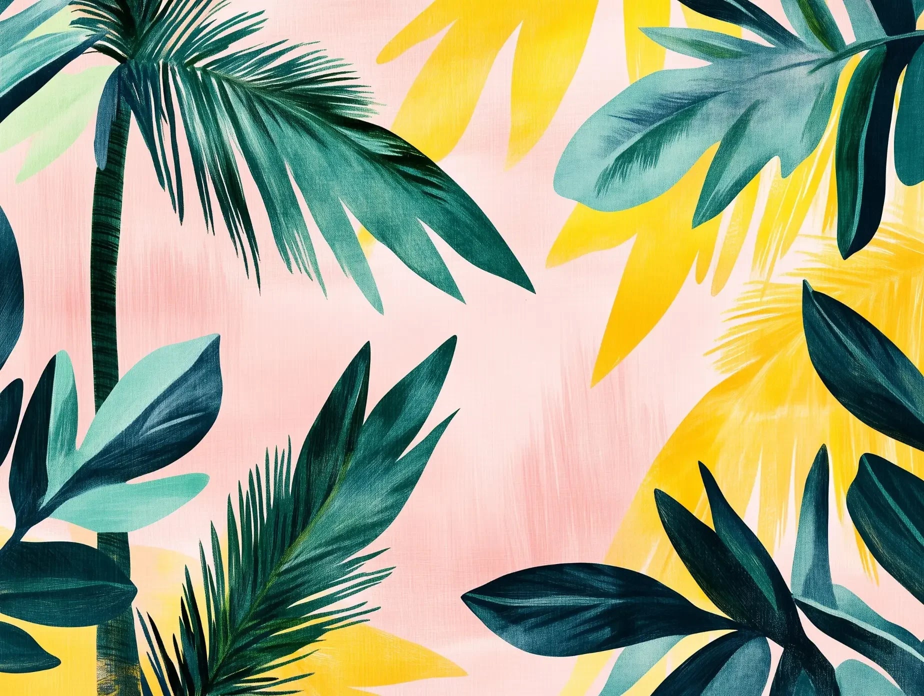 Bahama Blush Palm Mural - WallCreatives