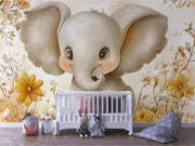 Whispering Meadow Elephant Mural - WallCreatives