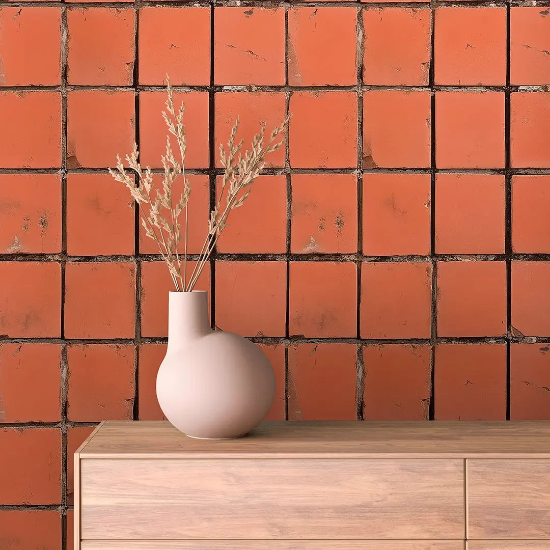 Tuscan Terracotta Tile Grid - WallCreatives