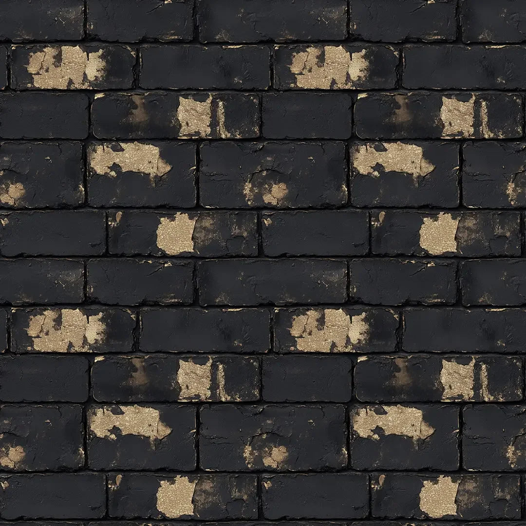 Gilded Noir Brick - WallCreatives