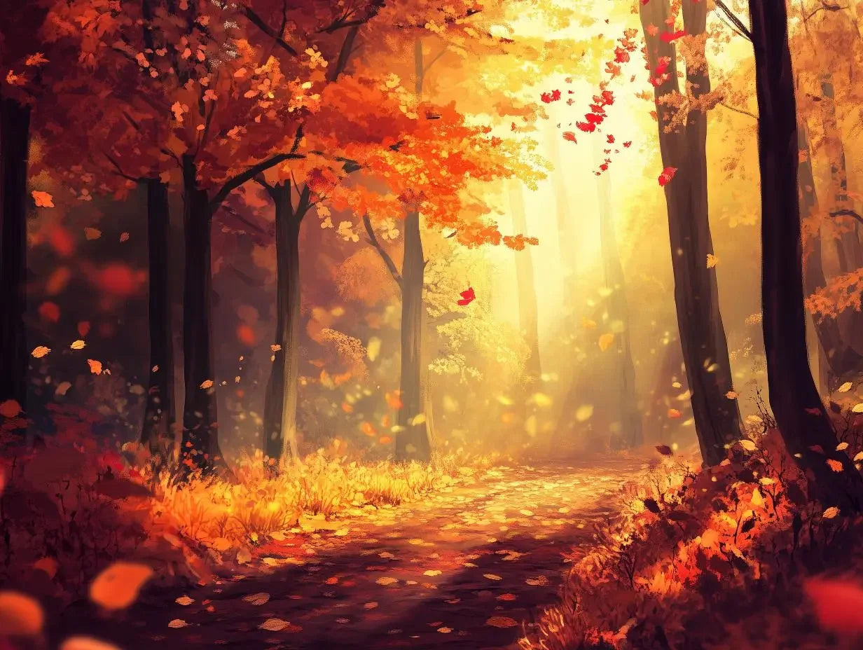 ember glow forest path - wallcreatives