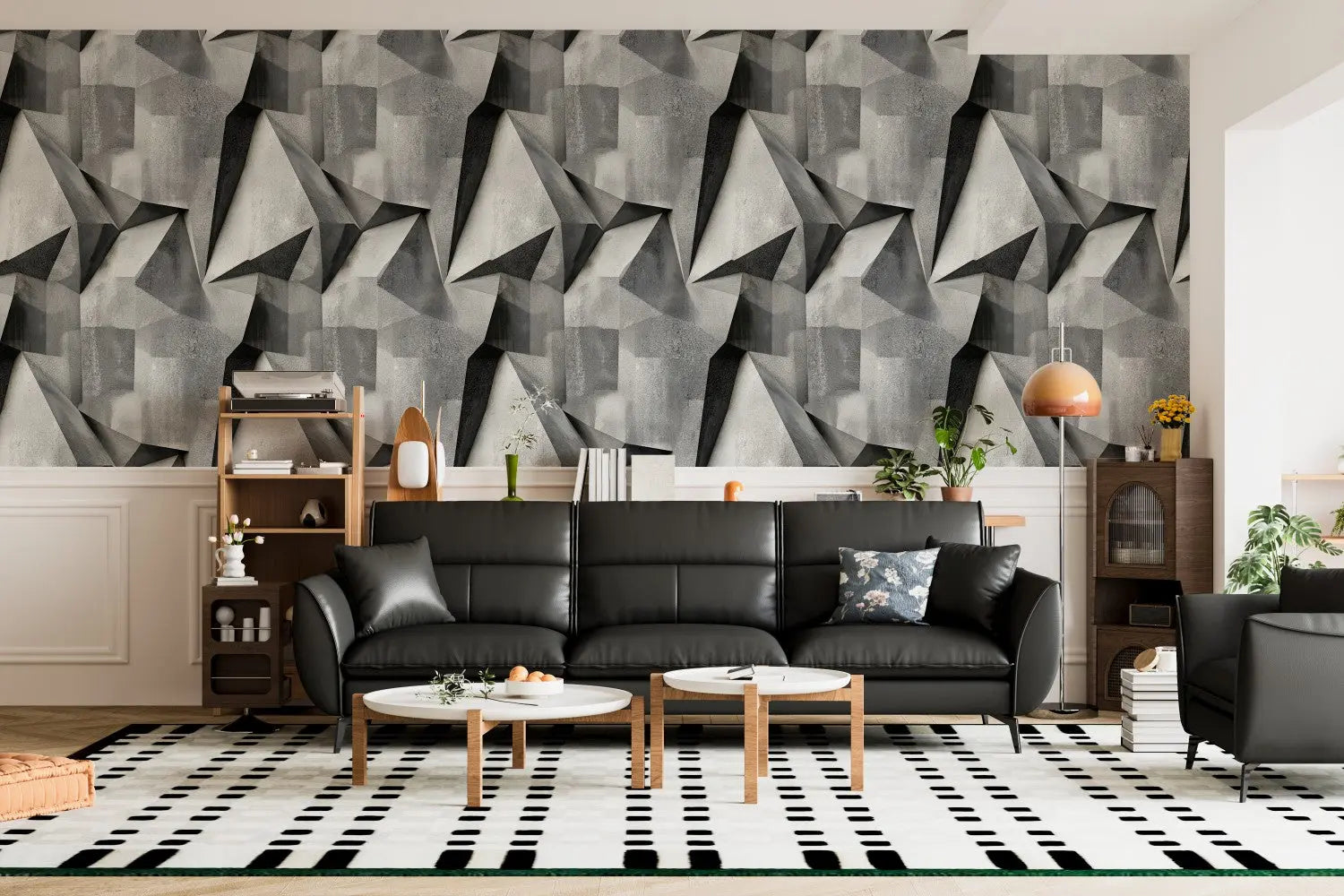 Urban Graphite Facets Mural WallCreatives