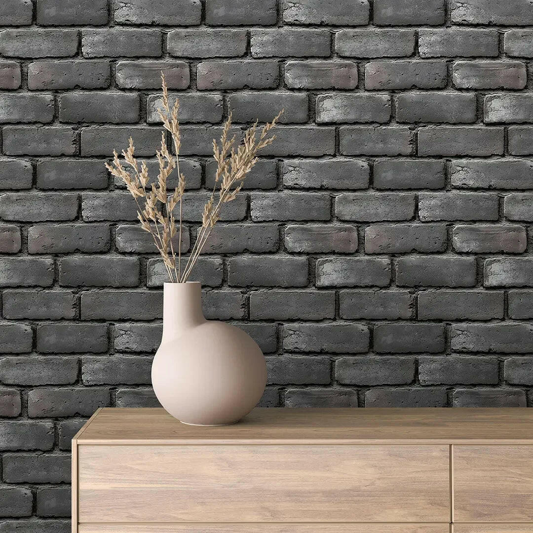 Urban Slate Brick Wallpaper - WallCreatives