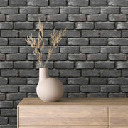 Urban Slate Brick Wallpaper - WallCreatives