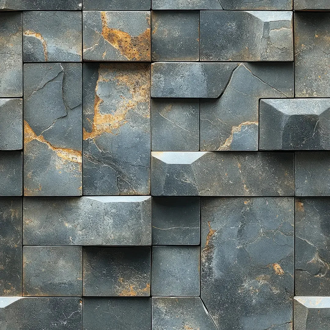 Obsidian Copper Geo Blocks - WallCreatives