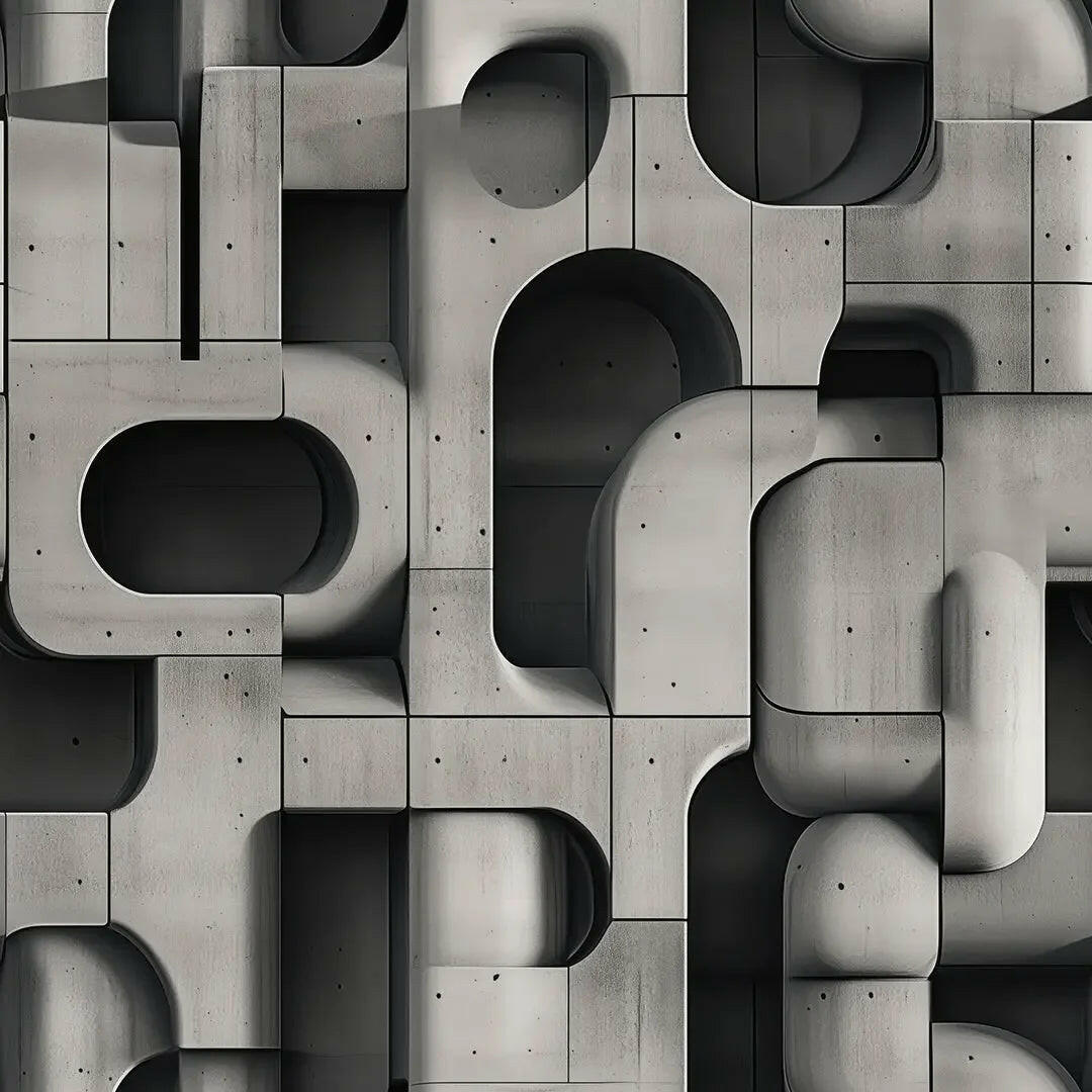Brutalist Forms Concrete Mural - WallCreatives