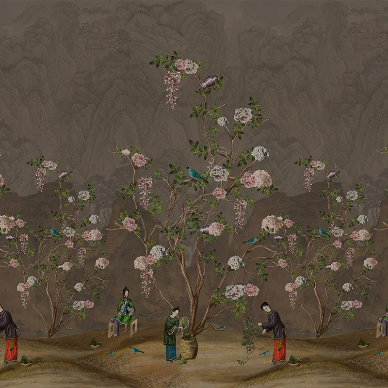 Scenes from life (brown) Wallpaper Vladila