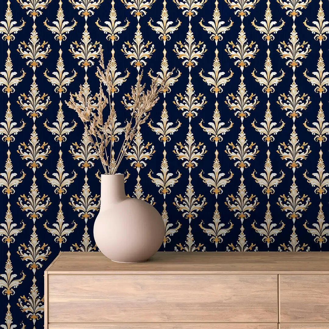 Royal Midnight Gilded Flourish - WallCreatives