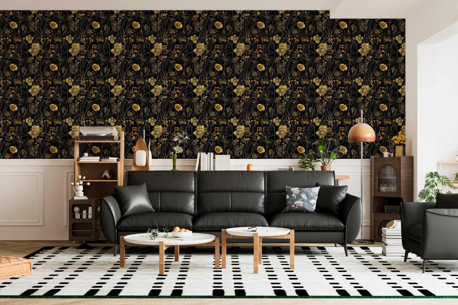 Golden Midnight Garden Bloom WallCreatives