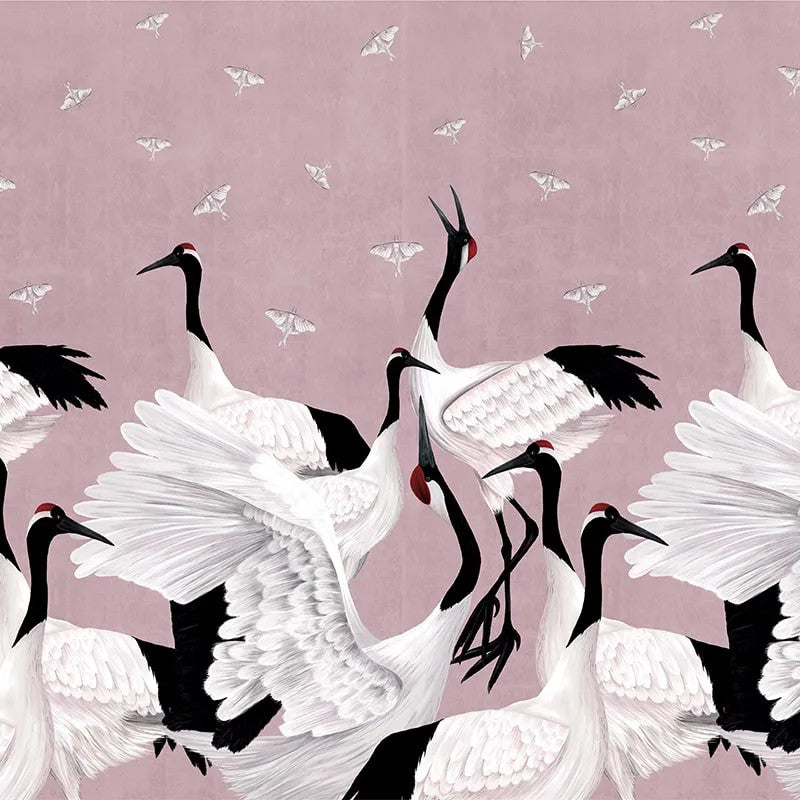 Grus Japonesis in Pink Wallpaper Vladila
