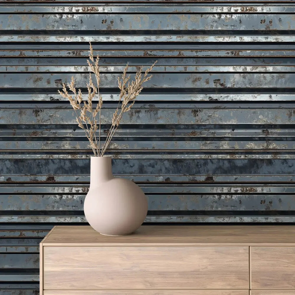 Weathered Steel Shutter Wall - WallCreatives