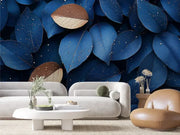 Twilight Bloom Gilded Leaves - WallCreatives