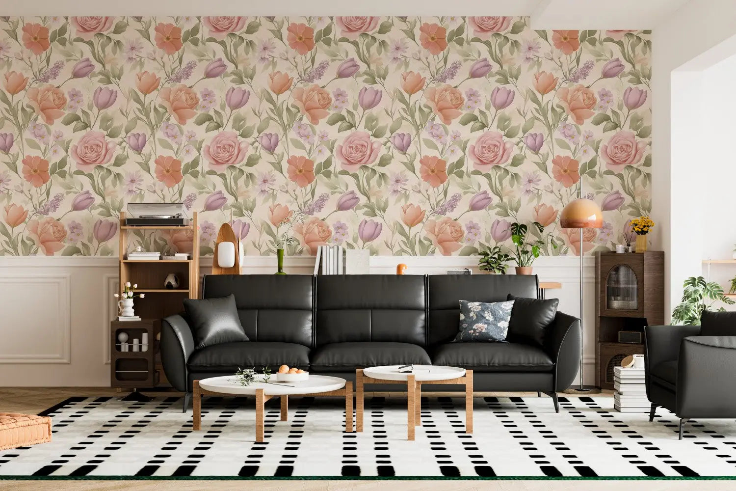 Whispering Petals Pastel Garden WallCreatives