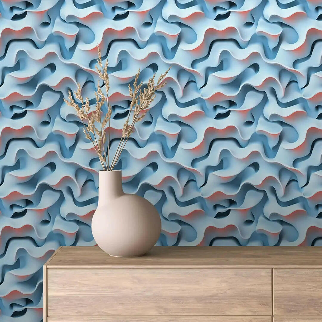 Whispering Azure Coral Waves - WallCreatives