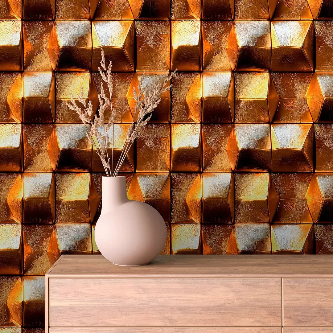 Gilded Facet Geometric Wall - WallCreatives