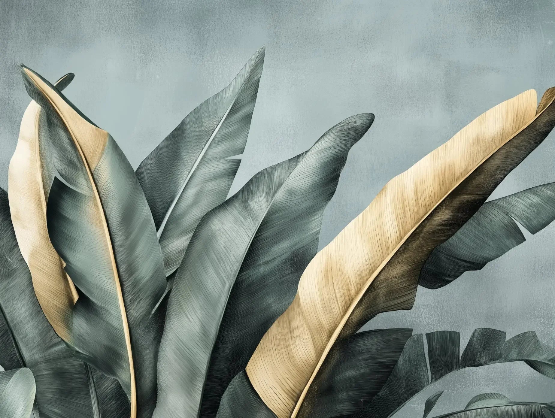 Verdant Gold Leaf Haven - WallCreatives