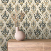 Gilded Slate Manor Damask - WallCreatives