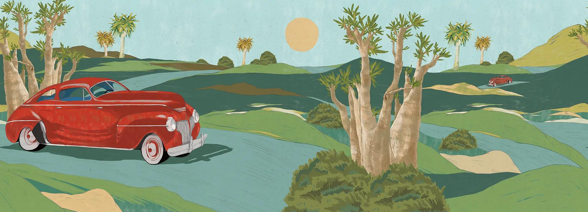 Retro cars (red) Wallpaper Vladila