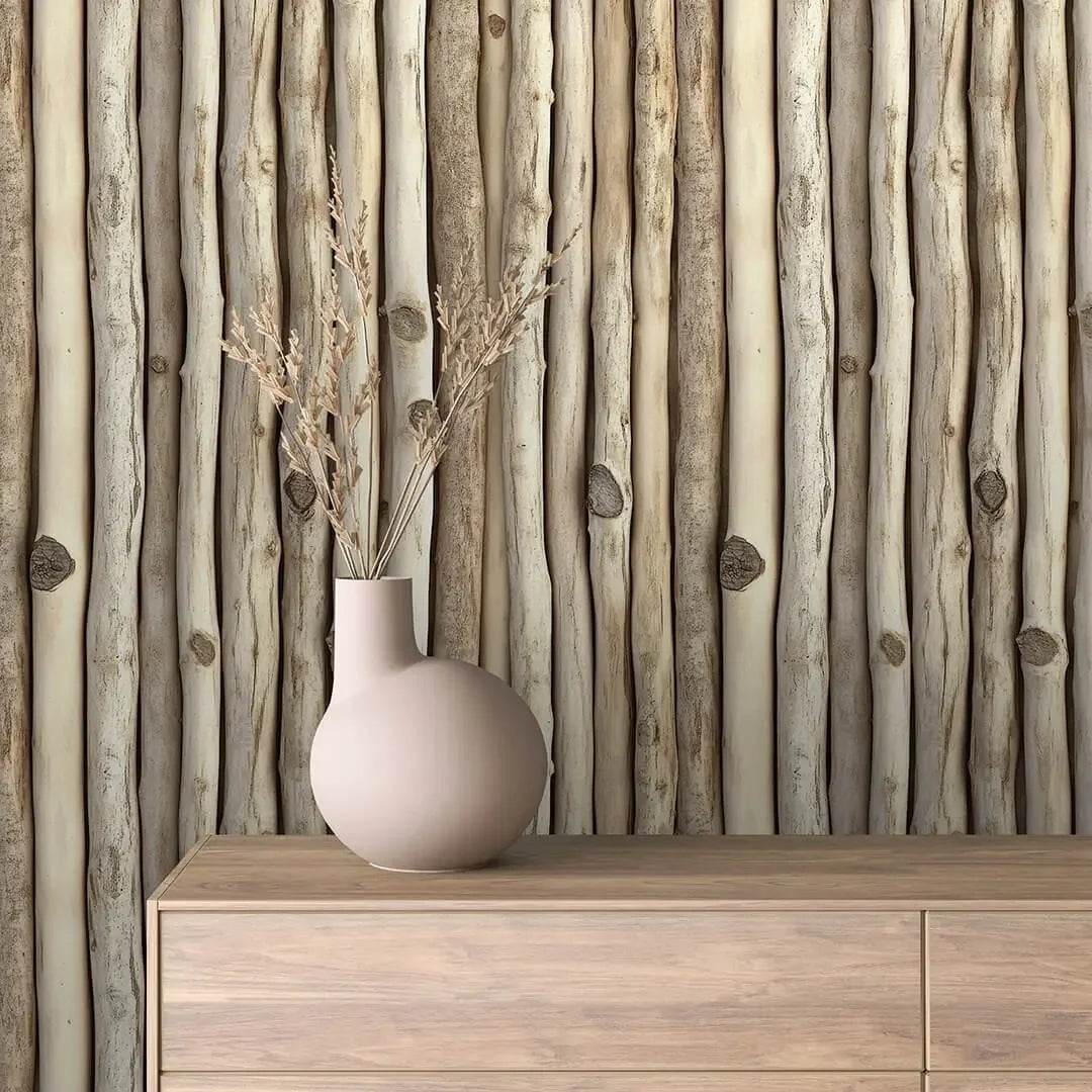 Natural Timber Stick Wall - WallCreatives