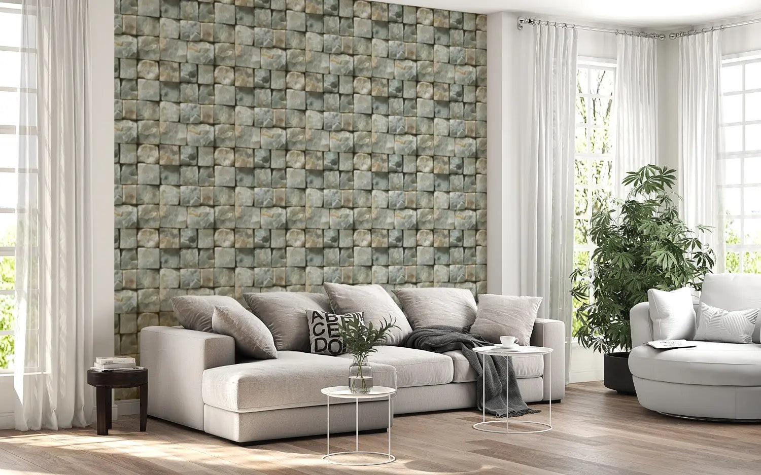 Chiseled Quartzite Grid Wallpaper WallCreatives