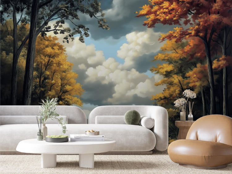golden autumn grove mural