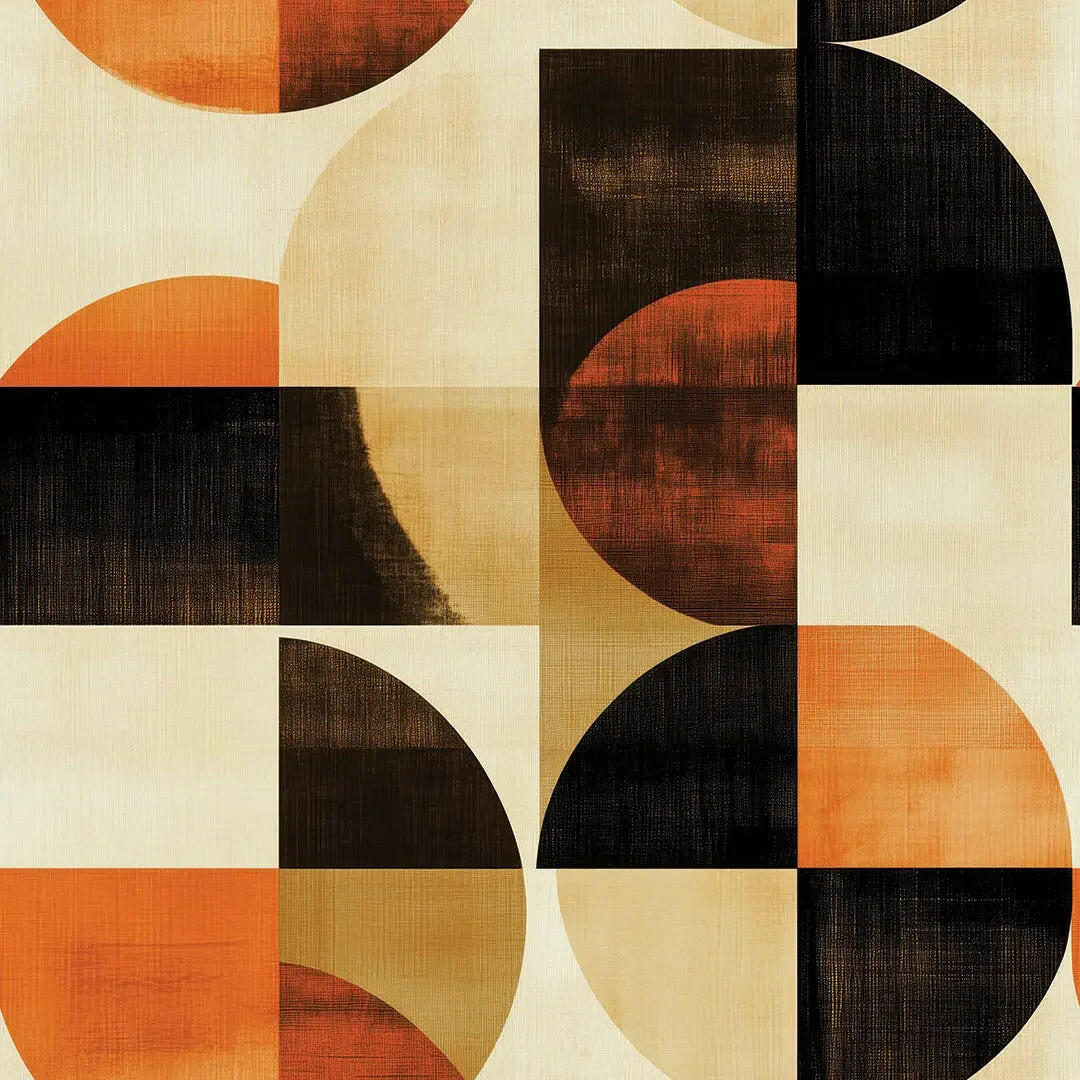 warm eclipse geometric mural - wallcreatives
