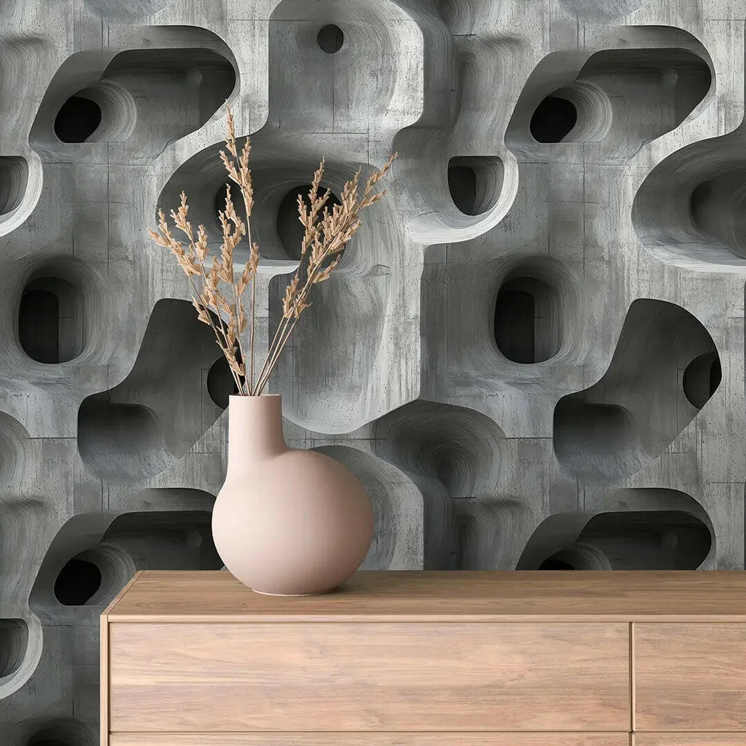 Sculptural Concrete Passages Mural - WallCreatives