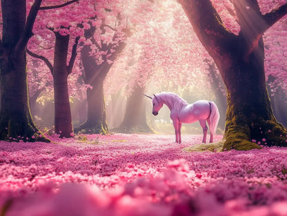 Unicorn's Enchanted Sakura Grove - WallCreatives
