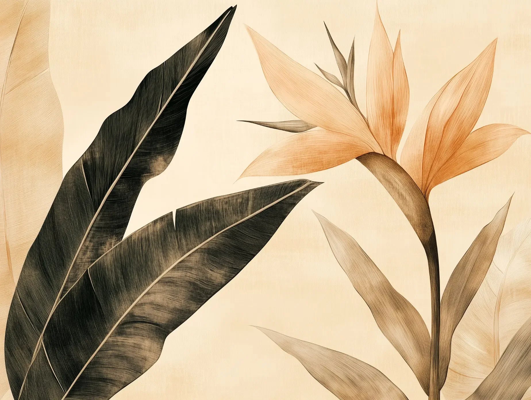 Elegant Tropical Serenity Mural - WallCreatives