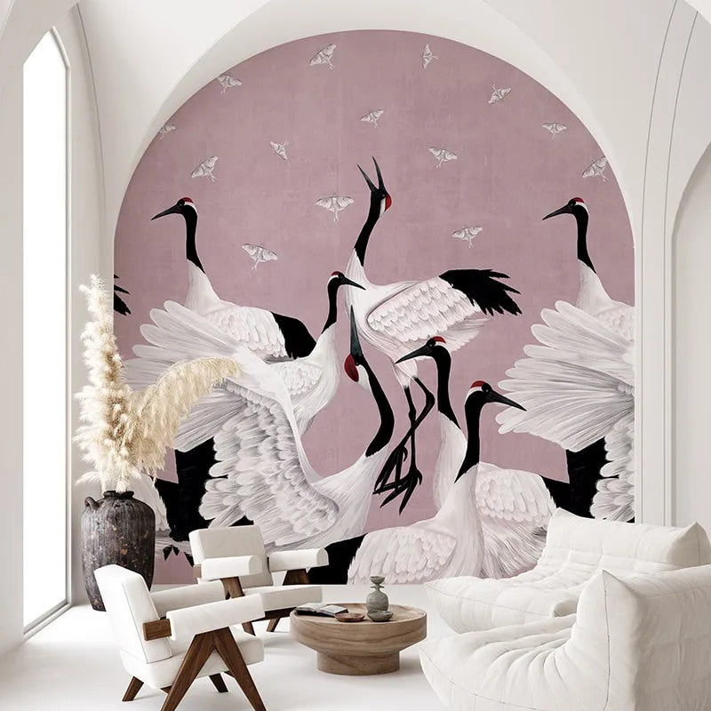 Grus Japonesis in Pink Wallpaper Vladila