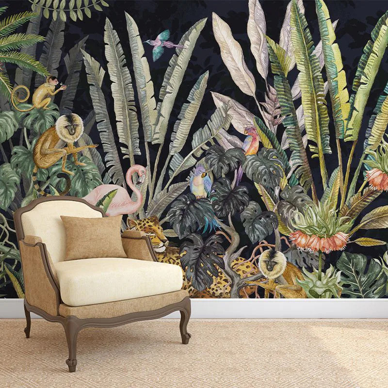 Wonderland Jungle in Black Wallpaper Vladila
