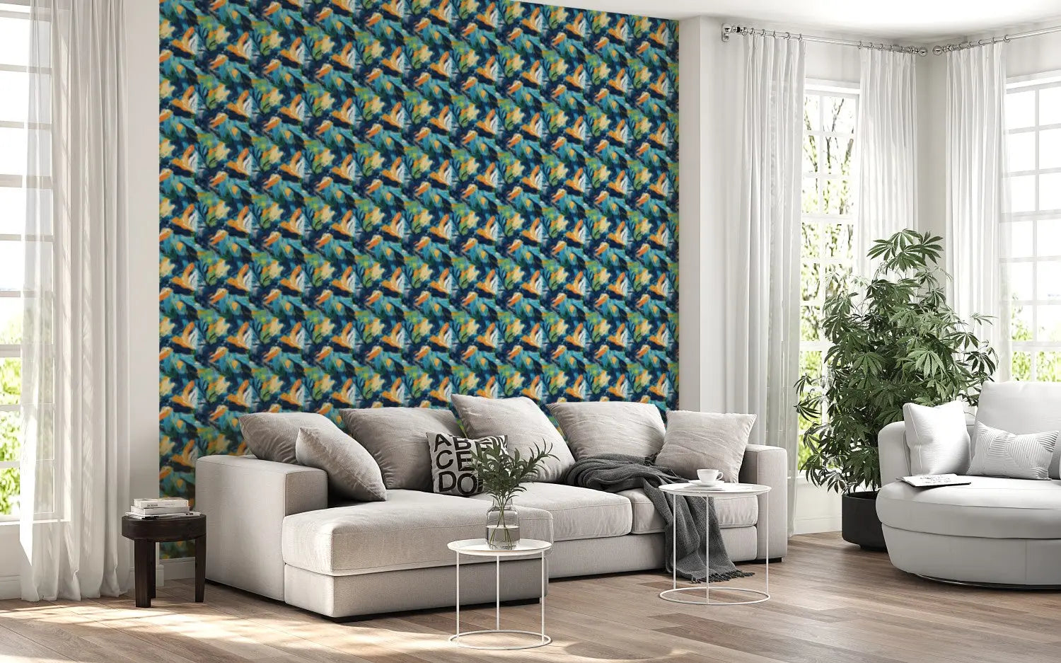Azure Windswept Plumes WallCreatives
