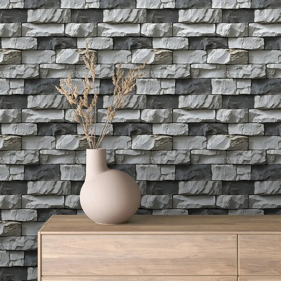 Monochrome Quarry Ledge Wall - WallCreatives