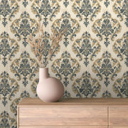 Sovereign Slate Damask Wallpaper - WallCreatives