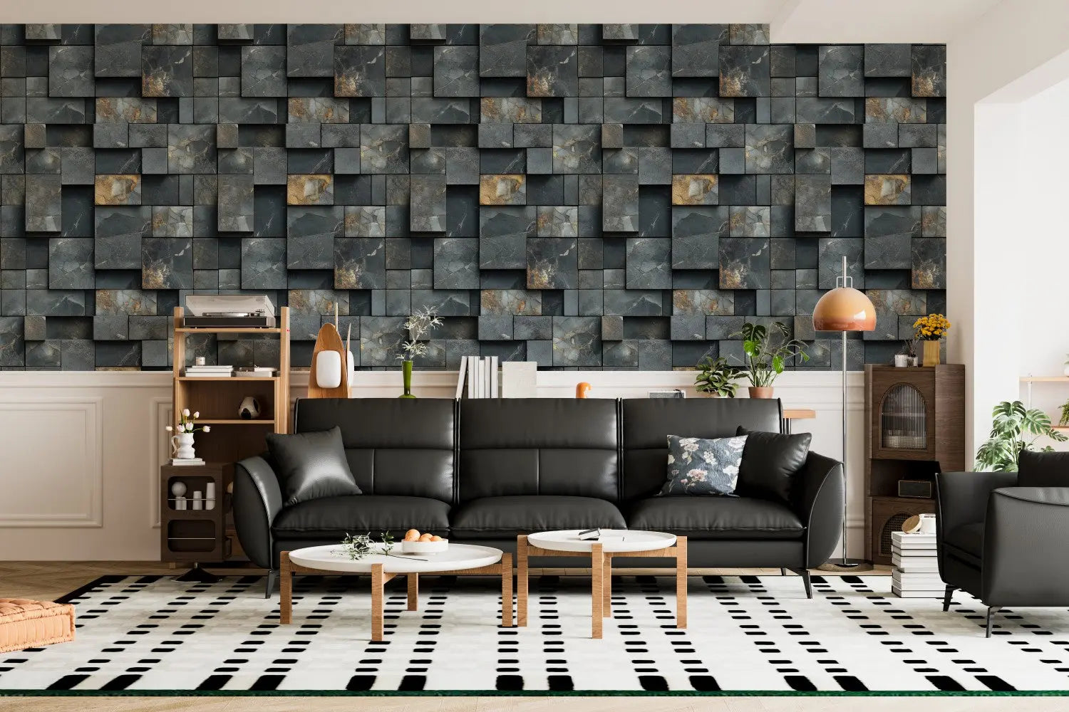 Obsidian Gold Block Panel WallCreatives