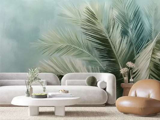 Whispering Coastal Palm Mural - WallCreatives