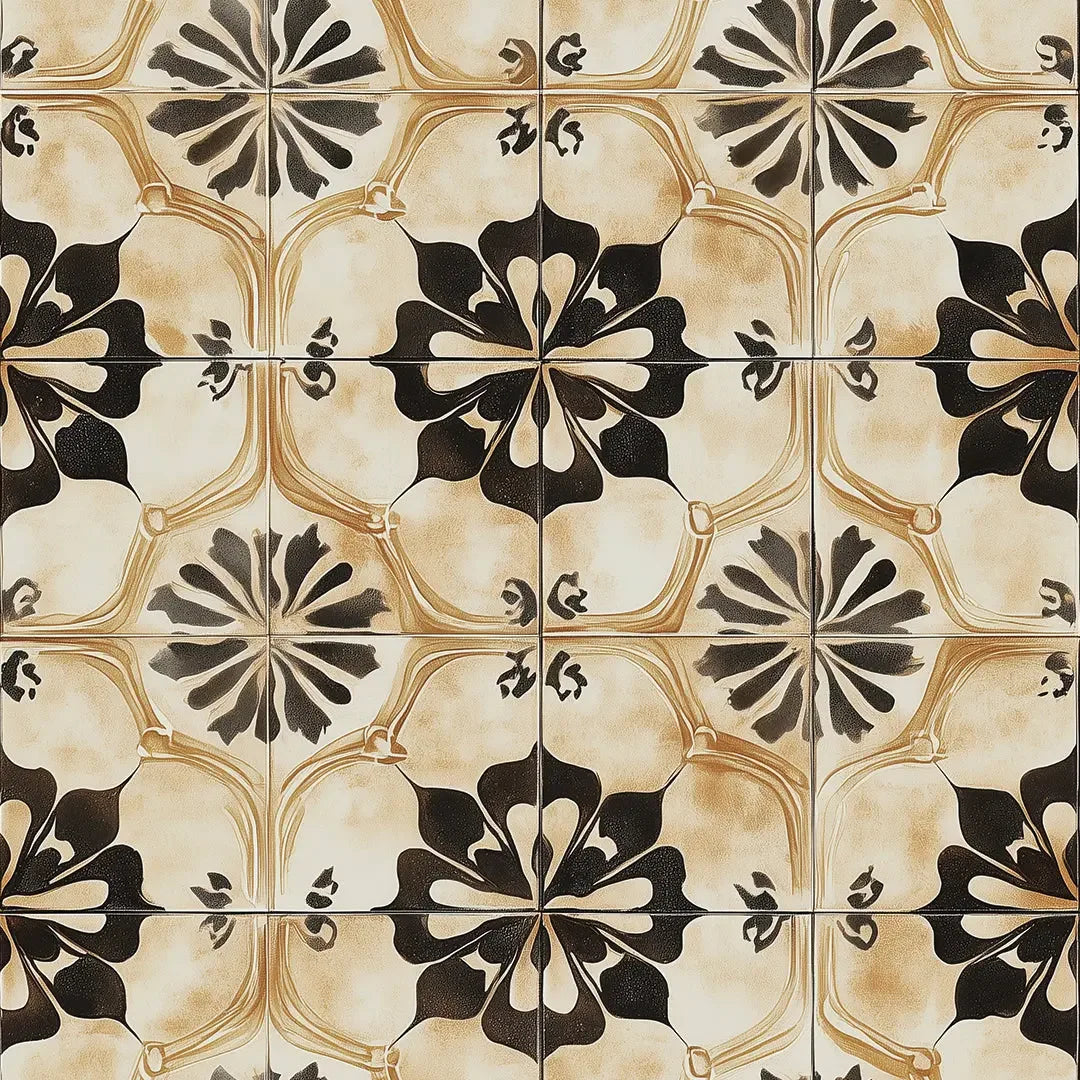 Siena Noir Bloom Tile - WallCreatives