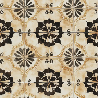 Siena Noir Bloom Tile - WallCreatives