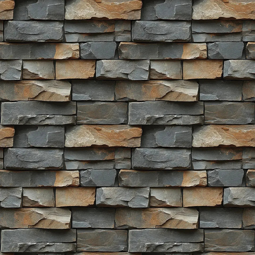 Charcoal Earth Stacked Stone Wall - WallCreatives