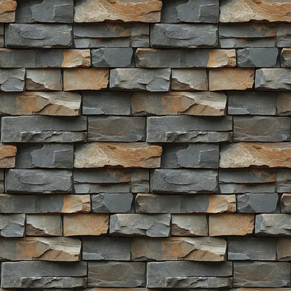 Charcoal Earth Stacked Stone Wall - WallCreatives