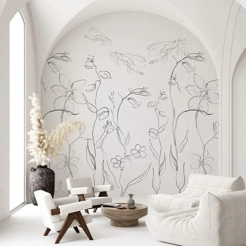 Intaglio Field White Paper Wallpaper Vladila