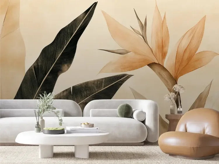 Elegant Tropical Serenity Mural - WallCreatives