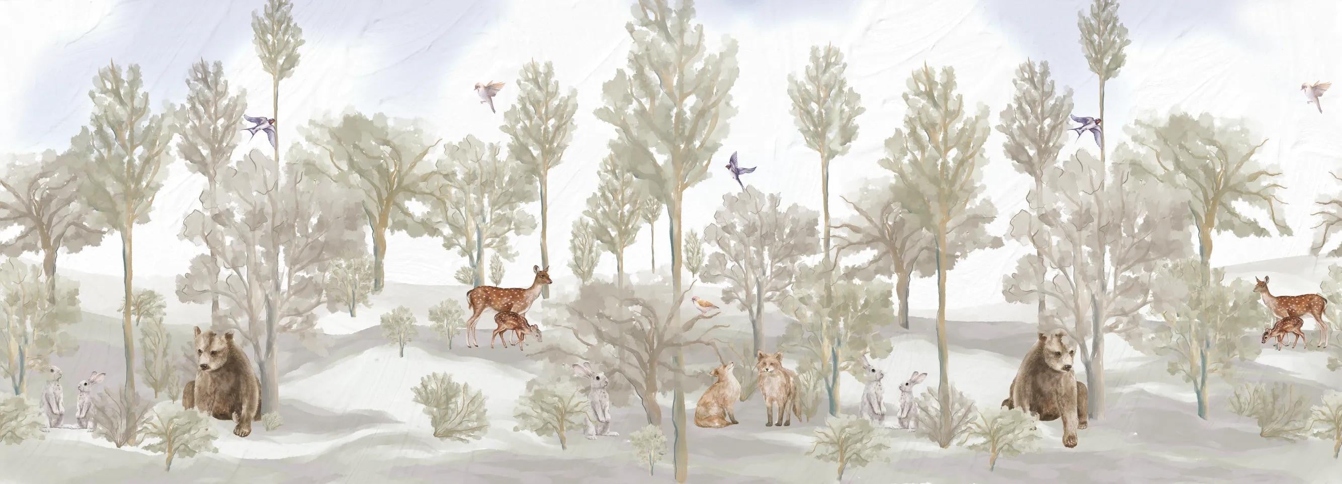 Foggy forest faun in color Wallpaper Vladila