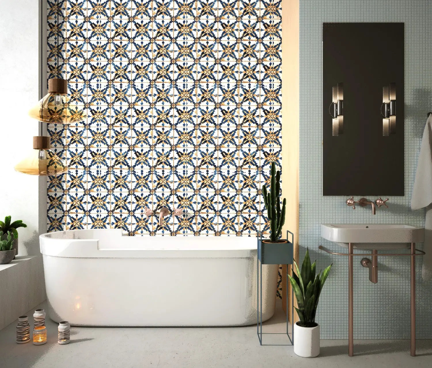 Gilded Cobalt Heritage Tiles WallCreatives
