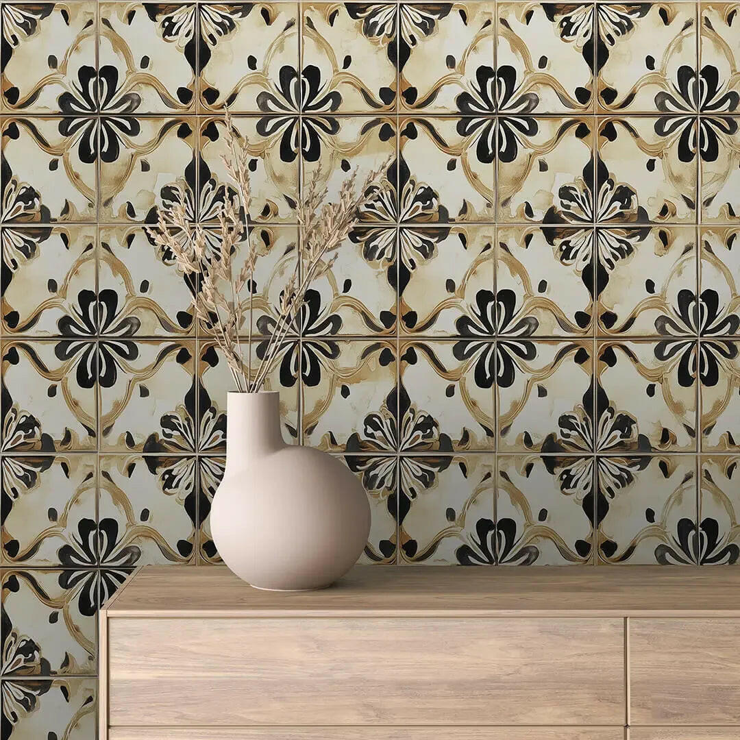 Ochre & Onyx Heritage Tile - WallCreatives
