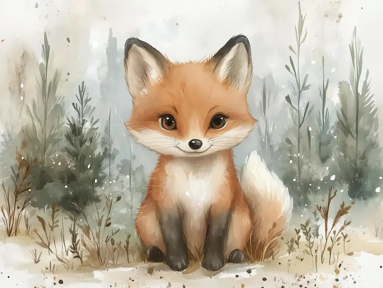 Whimsical Winter Fox Friend - WallCreatives