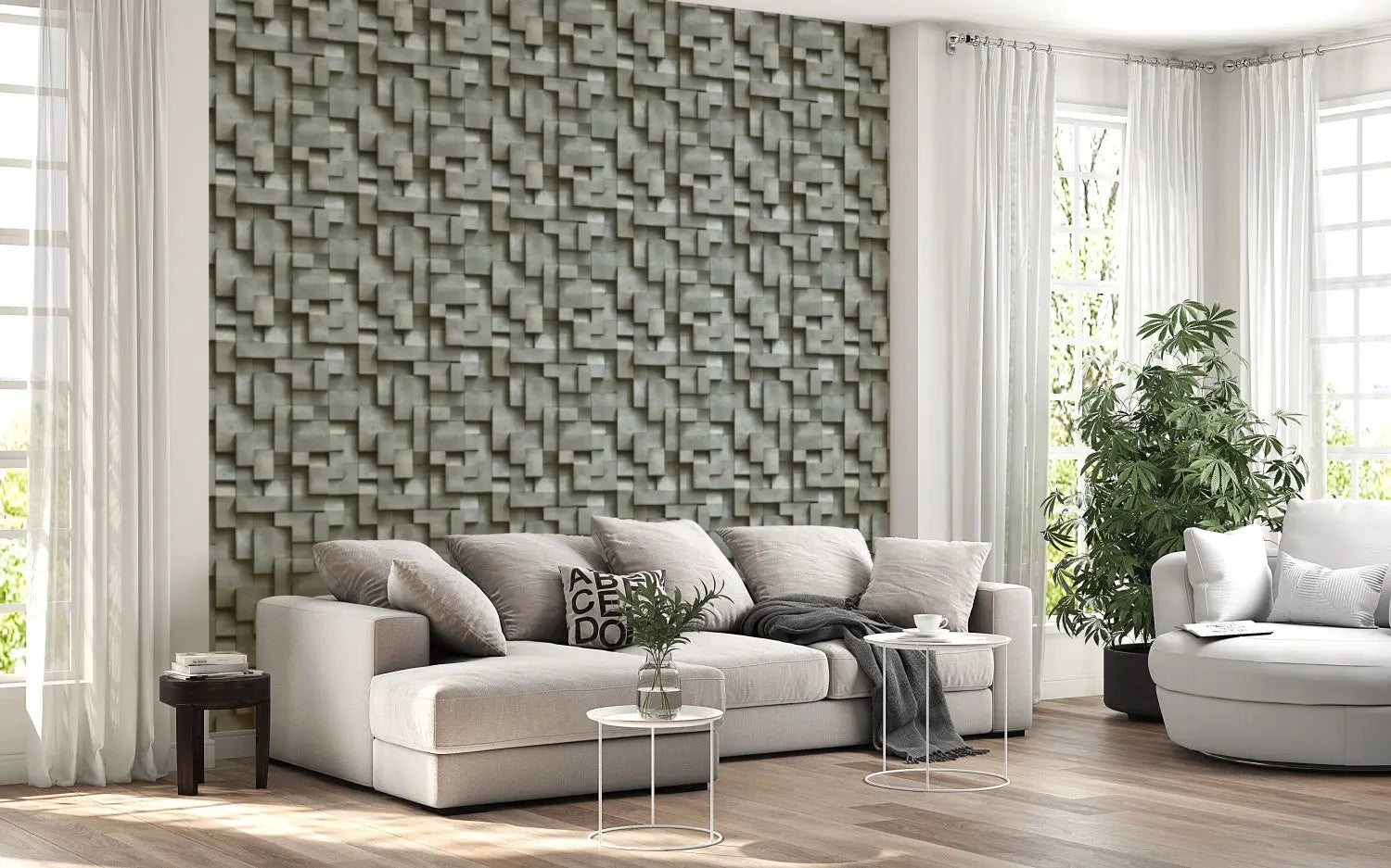 Brutalist Concrete Relief Wallpaper WallCreatives